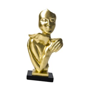 Bothyi - Escultura Abstracta De Resina Con Cara De Pareja Abrazándose Para Estantería De Chimenea, Dorada Para Las Fiestas.