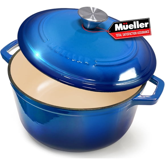 Cocotte de hierro fundido esmaltado MUELLER HOME de 4,5 qt, color aqua