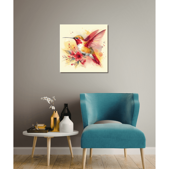 Cuadro Colibrí Colorido – Arte Moderno de Ave en Canvas Decorativo 30x30cm