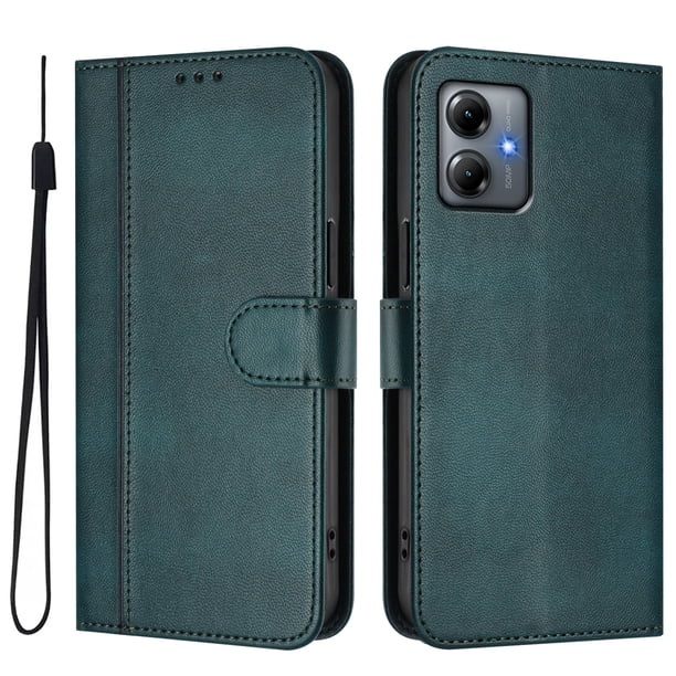 Funda Cartera para Motorola Moto G14 Protección 360° con Ranuras para Tarjetas y Soporte Verde