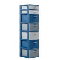 Cajonero 7 Niveles Space Azul Blanco Tipo Rattán Mq Qrubber