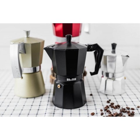 Cafetera Italiana Express Aluminio 0,3Lt Negro Ibili