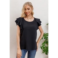 Likeshop - Polera Mujer Manga Corta Semi Formal Casual Con Volantes 317