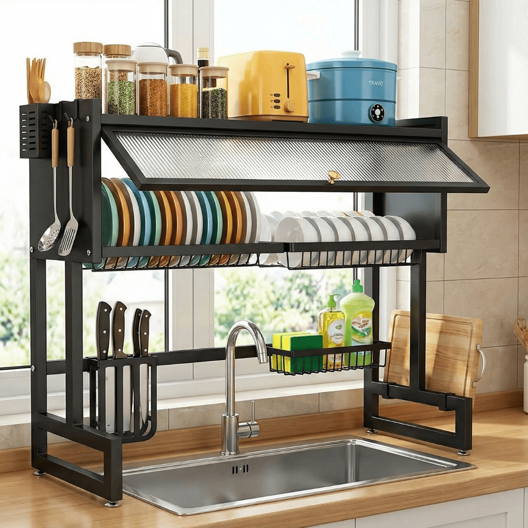 Atenza - Escurridor Secador De Platos Loza 2 Niveles Cocina Metálico