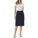 thumbnail image 2 of INSPIRE CHIC Falda de Mezclilla de Cintura Alta para Mujer Falda de Jean de Largo a la Rodilla con Dobladillo Deshilachado y Bolsillos Azul Marino L, 2 of 6