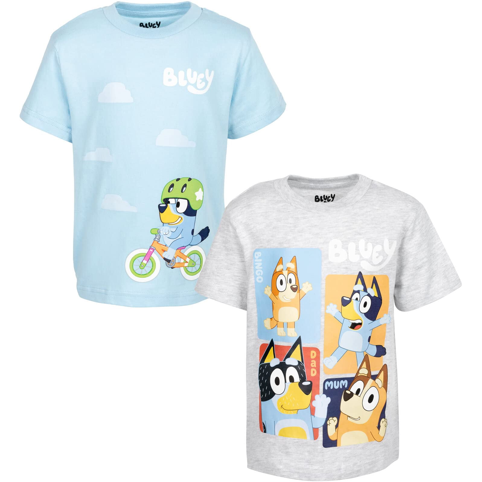 Pack De 2 Camisetas Bluey Bingo Dad Little Boys Azul/gris 7-8