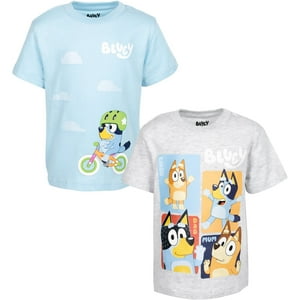 Pack De 2 Camisetas Bluey Bingo Dad Little Boys Azul/Gris 7-8