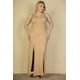 thumbnail image 1 of Vestido Largo Con Escote Pronunciado Y Abertura En El Muslo Talla Grande, 1 of 5
