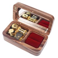 Magideal - Caja De Música De Madera, Caja De Anillo De Compromiso, Almacenamiento, Regalos Del Día De San Valentín Para Ella, Caja De Anillo Musical, Caja De Ani Marrón Oscuro