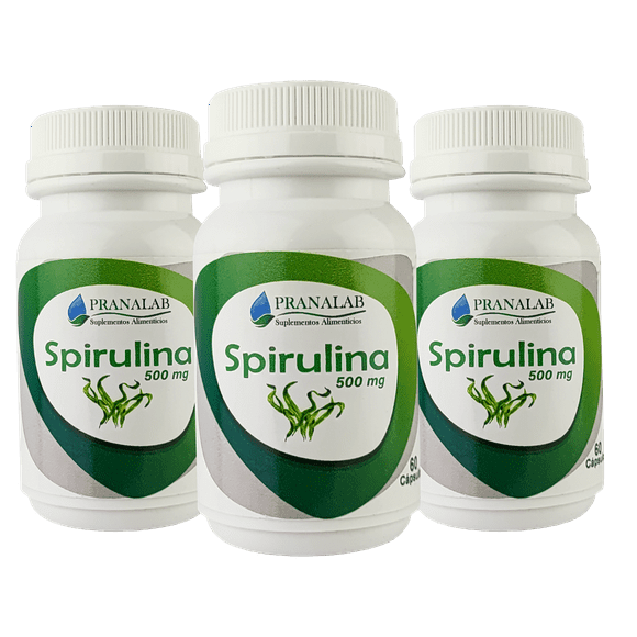 Espirulina 500mg Pranalab En Cápsulas Suplemento Natural