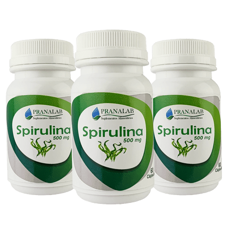 Pranalab - Espirulina 500Mg Pack 3 Frascos 180 Cápsulas