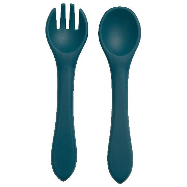 2pcs Baby Tableware Set - BPA Free Silicone, Perfect for Toddler Feeding with Spoon and Fork!