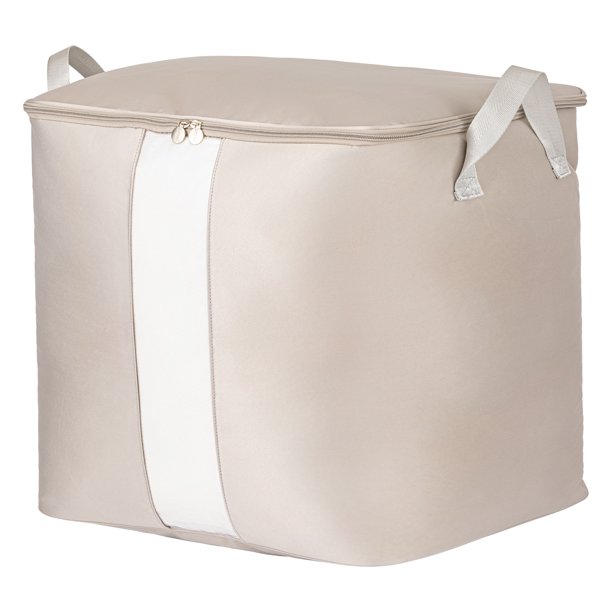 REGALWOVEN 1 Paquete de Almacenamiento de Ropa, Bolsa de Almacenamiento con Ventana, Bolsa de Mudanza para Edredón, Organizadores de Armario y Almacenamiento con Asas Gris Claro 19.7*18.1*18.1in