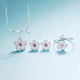 thumbnail image 3 of Conjuntos de joyas de plata de ley 925 con flores de cerezo románticas, collar, pendientes, anillo y pulsera para mujer, 3 of 6