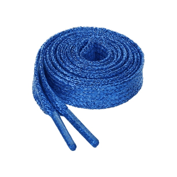 INSPIRE CHIC Cordones metálicos planos unisex de 1 cm de ancho con brillo y destello para reemplazo en zapatillas y botas 160 cm/62.99" Azul Real