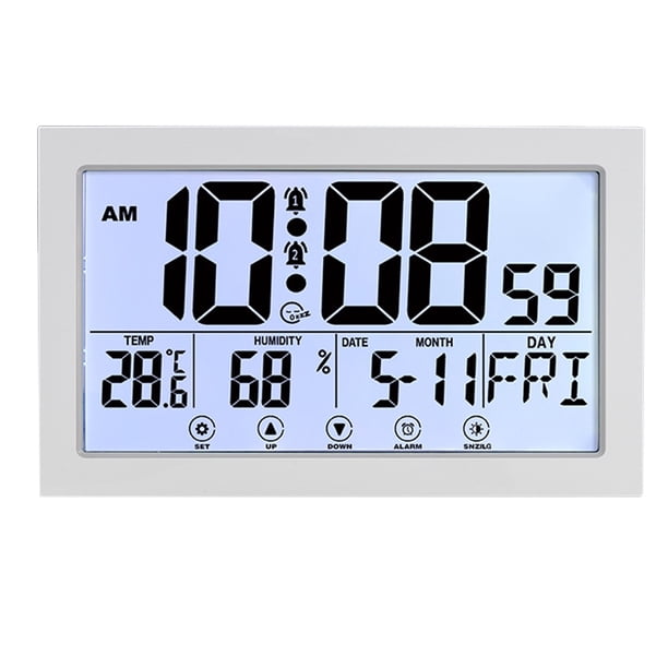 Reloj de pared digital con pantalla táctil creativo, reloj despertador electrónico con temperatura y humedad.