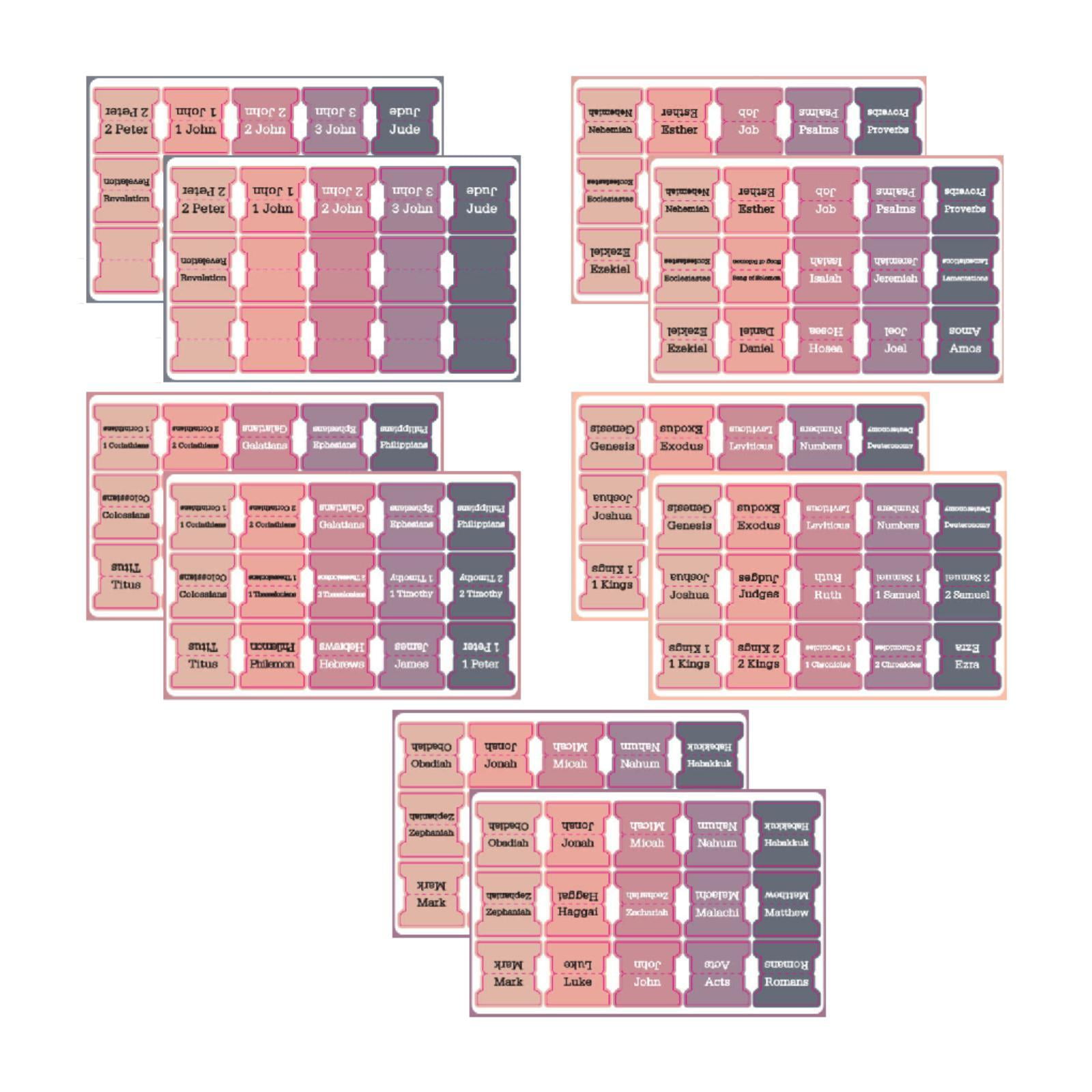 Magideal - 10 Sábanas/150 Pestañas Pestañas Bíblicas De Libros Bíblicos Laminados Fácilmente Etiquetas Bíblicas Decorativas Pestañas De Índice Bíblico Para Mujer Multicolor C