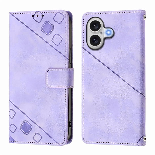 Funda Cartera para iPhone 17 con Soporte y Ranuras, Resistente a Golpes y Rayones Morado