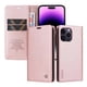 thumbnail image 3 of Funda Billetera de Cuero para iPhone 15 Pro Max con Tarjetero y Soporte - Tapa Magnética Rosa, 3 of 6