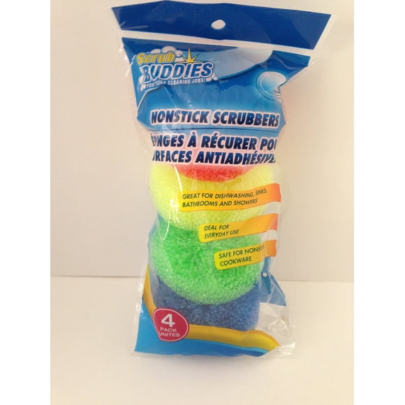 Esponjas Utilitarias Scrub Buddies - Pack de 4, Seguras para Superficies Antiadherentes