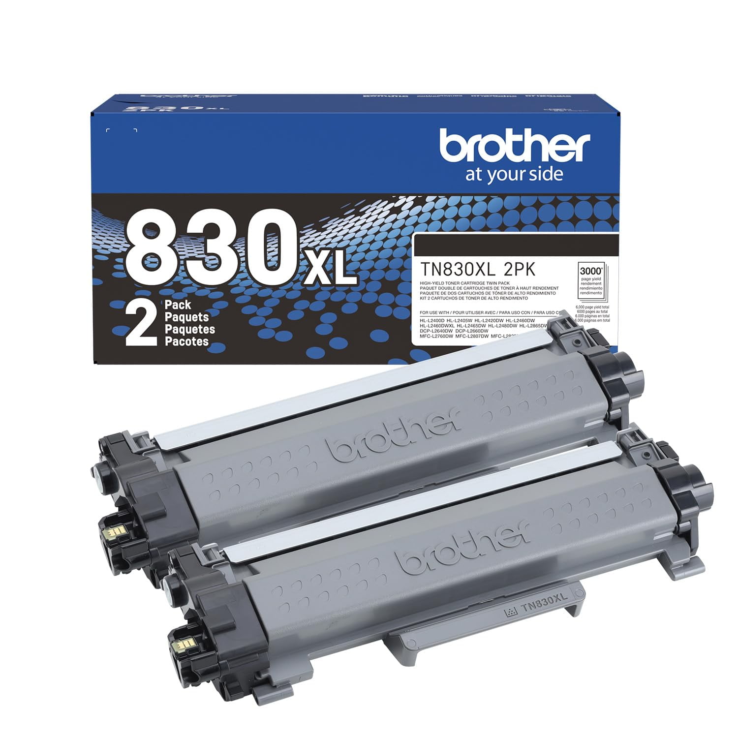 Cartucho De Tóner Para Impresora Brother Tn830xl Negro, Paquete De 2