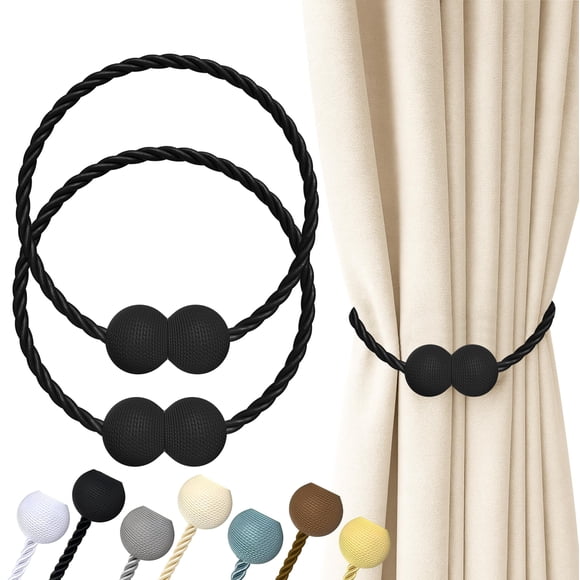 Cortinas magnéticas Hion Black, 2 unidades, para decoración del hogar