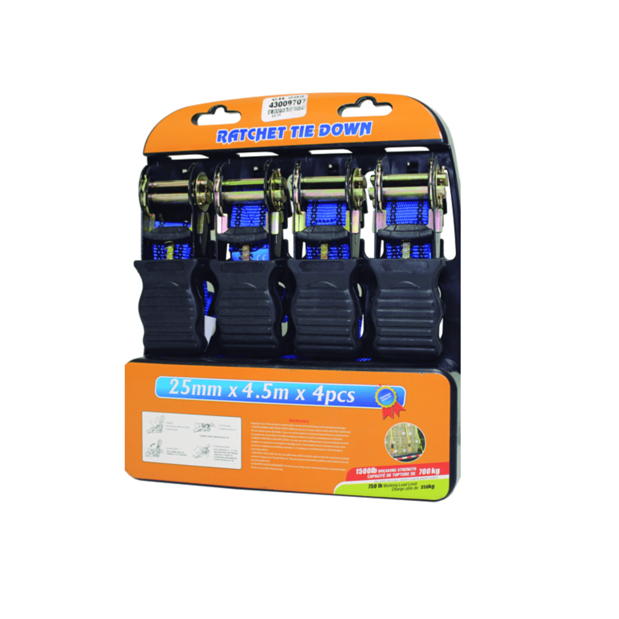 Imbest - Set 4 Eslingas De Amarre Con Tensor Y Gancho 4,5 Mt