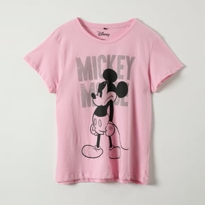 Polera Manga Corta Mujer Ratoncito Enojado Rosado Mickey Disney