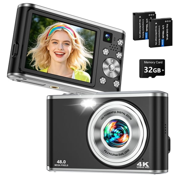 Cámara digital YOODEE 4K 48 MP con doble lente y zoom 16X