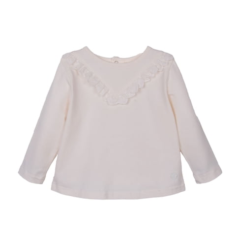 Pillin - Polera Bebé Niña Manga Larga Broderie Crudo