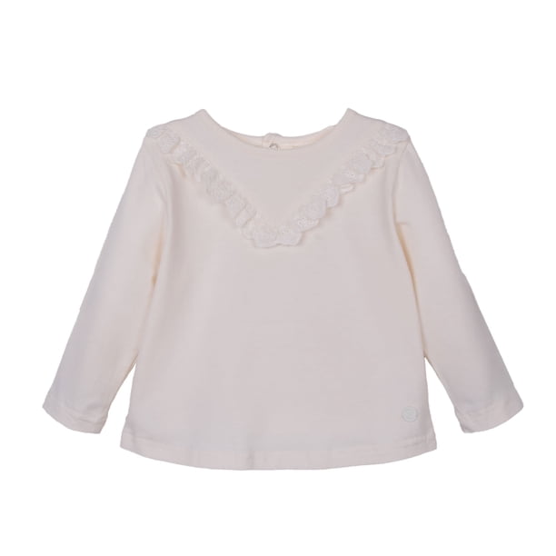 Polera Bebé Niña Manga Larga Broderie Crudo