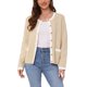 thumbnail image 1 of INSPIRE CHIC Cardigan de Punto para Mujer con Mangas Cortas y Botones de Contraste en el Cuello Redondo XS Beige, 1 of 6