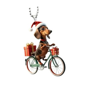 Genérico - Adorno Navideño De Perros En Bicicleta Para Fiestas En La Ventana