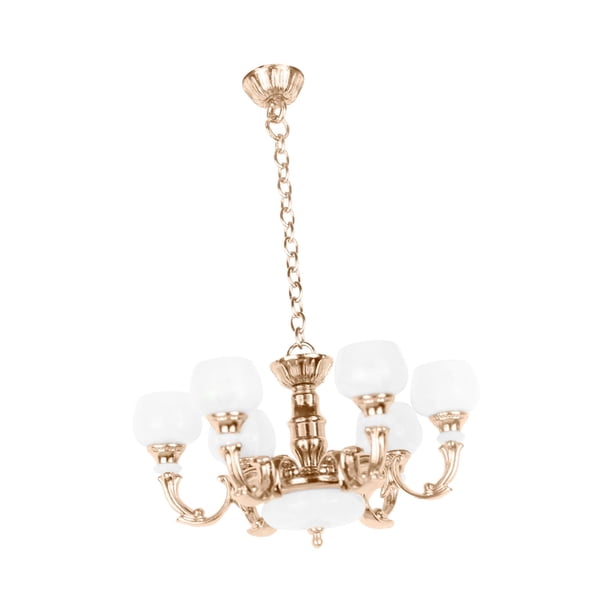 Lámpara de Araña para Casa de Muñecas a Escala 1:12, Accesorios para Muñecas, Decoración, Escenografía, Accesorios para Juegos de Simulación, Iluminac Dorado