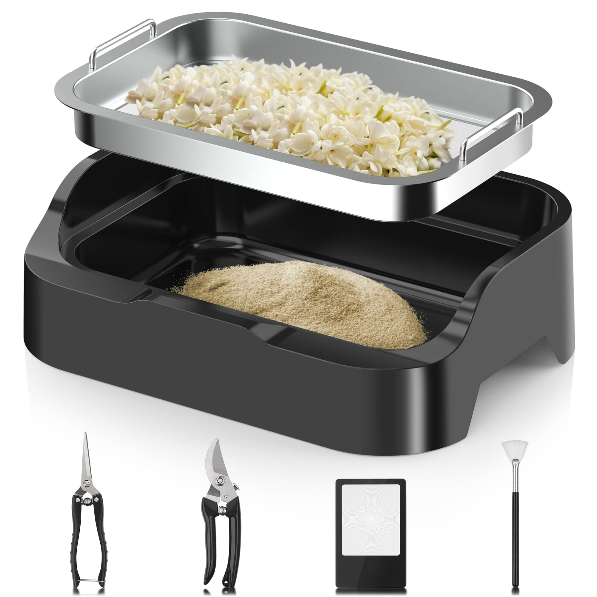 Bandeja Somwherr Con Pantalla Reemplazable De 150 Micrones, Cepillo, 2 Tijeras Y Lupa (grande)