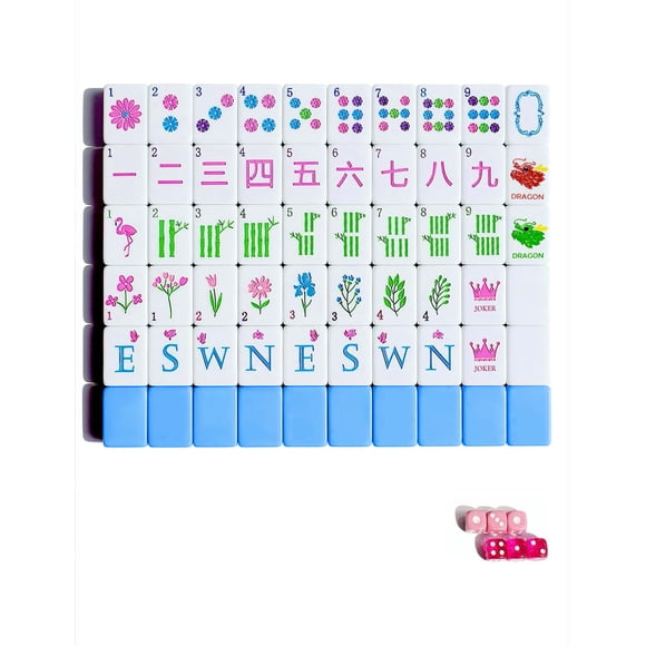 Set de Mahjong HYZYey 160 fichas de acrílico con diseño de flores