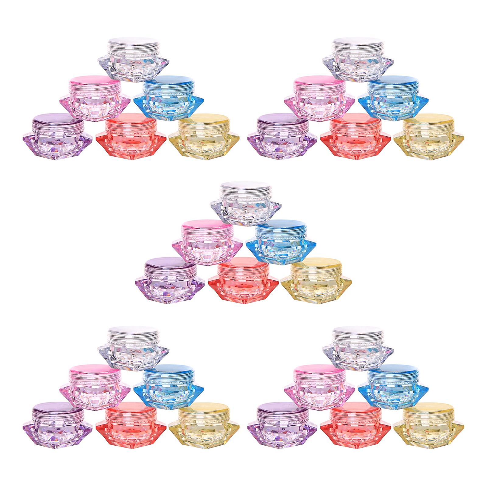 Magideal - 30X 3 Gramos Envases De Cosméticos Frascos De Pp Bote Con Tapas Mini Accesorios Vacíos Sellados Frascos De Cosméticos Para Uñas Loción En Polvo Sombra 6 Colores