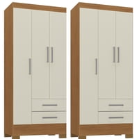 Movelaria - Combo 2 Clóset 3 Puertas 2 Cajones 180X68X35 Cm Off White R32X2