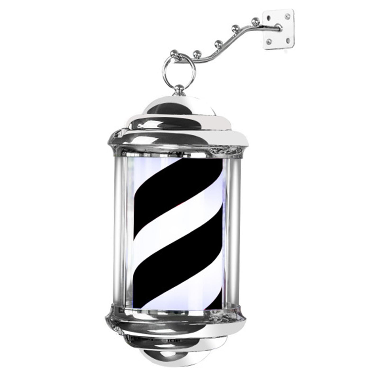 Magideal - Letrero De Salón Con Luz Giratoria De Ahorro De Energía Para Montaje En Pared/soporte Colgante De Rayas Estilo Retro, Poste De Barbería Para Exteriore 32cm Negro Blanco
