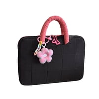 Magideal - Funda Para Portátil Bolso Protector Con Asa Cierre Cremallera Portátil Ligera Diseño Elegante Decoración Floral Nylon Acolchado Adecuada Para Mujeres Negro