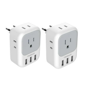 Adaptador De Enchufe De Viaje Tessan De Ee. Uu. A Europa Con 4 Tomas De Corriente Alterna Y 3 Usb