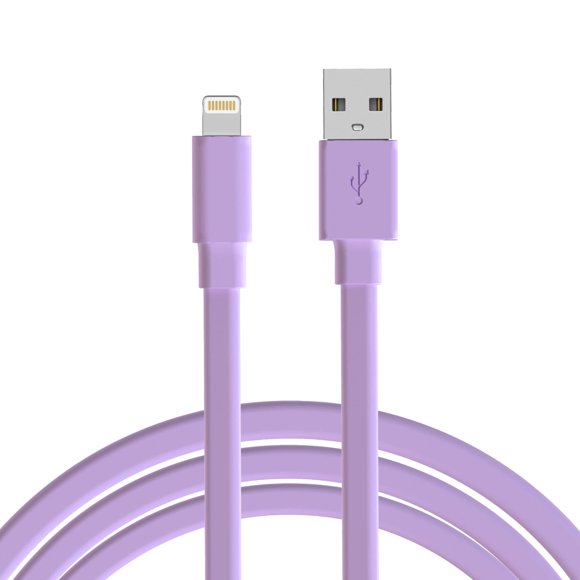 Cable de carga TalkWorks Flat Lightning para iPhone Lilac de 2 m