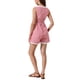 thumbnail image 3 of INSPIRE CHIC Romper sin mangas de cuadros vichy para mujeres con ribete de encaje y cintura fruncida, mono corto L Rojo, 3 of 6