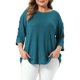 thumbnail image 1 of Agnes Orinda Blusas de Mujer Tallas Grandes Cuello Redondo Abertura Manga 3/4 Decoración de Botones Blusas de Punto Sueltas Casual 1X Azul Lago, 1 of 6