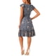 thumbnail image 3 of INSPIRE CHIC Vestido Midi Floral para Mujer Cuello Cuadrado Mangas Cortas con Volantes Dobladillo con Volantes Vestido de Invitada de Boda de Verano Línea A Azul Polvoriento S, 3 of 5