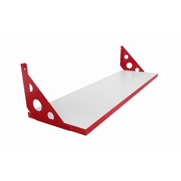 Repisa blanca 18 x 60 c/sop rojo