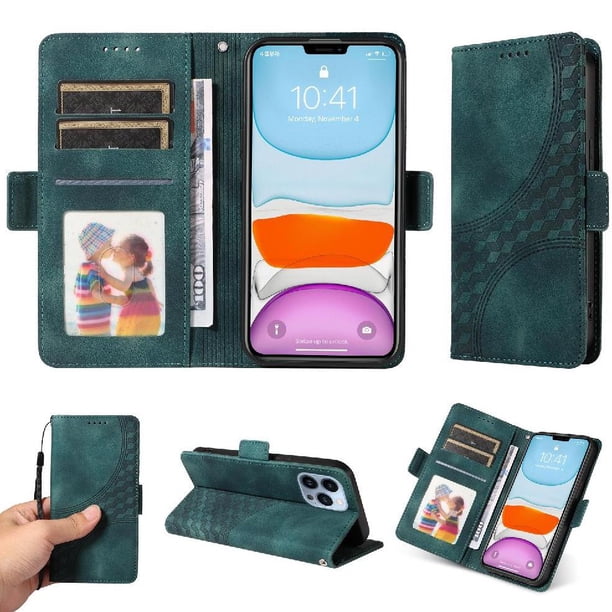 Carcasa FOXDOCK iPhone 13 Pro de cuero PU, diseño acolchado clásico, protección contra caídas y rayones