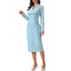 thumbnail image 4 of INSPIRE CHIC Vestido Elegante de Mujer Lápiz Cuello en V Manga Larga 2025 Vestidos de Trabajo a la Rodilla XL Azul Cielo, 4 of 5