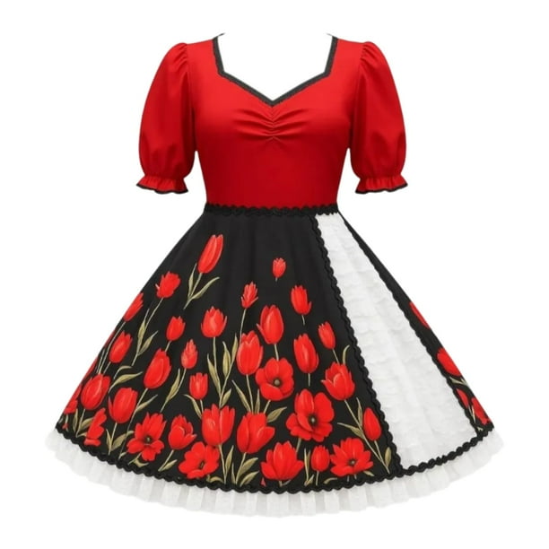 Vestido Huasa Tradicional Cueca Adulto Niña Juvenil Fiestas