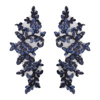 Magideal - 1 Par De Apliques De Encaje, Adornos De Encaje, Apliques Bordados Florales Para Manualidades De Costura, Decoración De Vestido De Noche, Ropa, Disfraz Azul Oscuro
